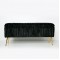 BENCH, VELVET, BLACK, GOLD METAL LEGS, 112X42X50cm 750-18026