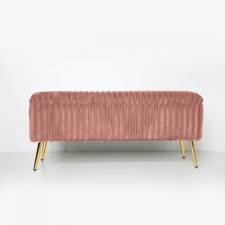 BENCH, VELVET, PINK, GOLD METAL LEGS, 112X42X50cm 750-18027
