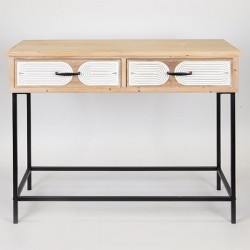 КОНЗОЛА ДЪРВЕНА, ЕСТЕСТВЕН ЦВЯТ, 2 ЧЕКМЕДЖЕТА, БЯЛ ЦВЯТ, 100X41X80.5CM КОНЗОЛА ДЪРВЕНА, ЕСТЕСТВЕН ЦВЯТ, 2 ЧЕКМЕДЖЕТА, БЯЛ ЦВЯТ, 100X41X80.5CM