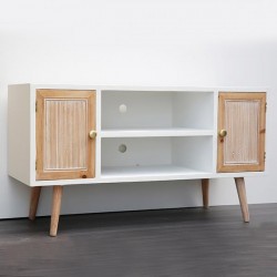 TV CONSOLE, WOODEN, BROWN & WHITE, 2 DOORS, 110x41x60.5cm 750-25025