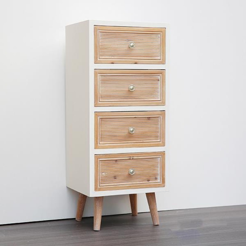 CABINET, WOODEN, BROWN & WHITE, 4 DRAWERS, 60x30.5x70.5cm 750-25026