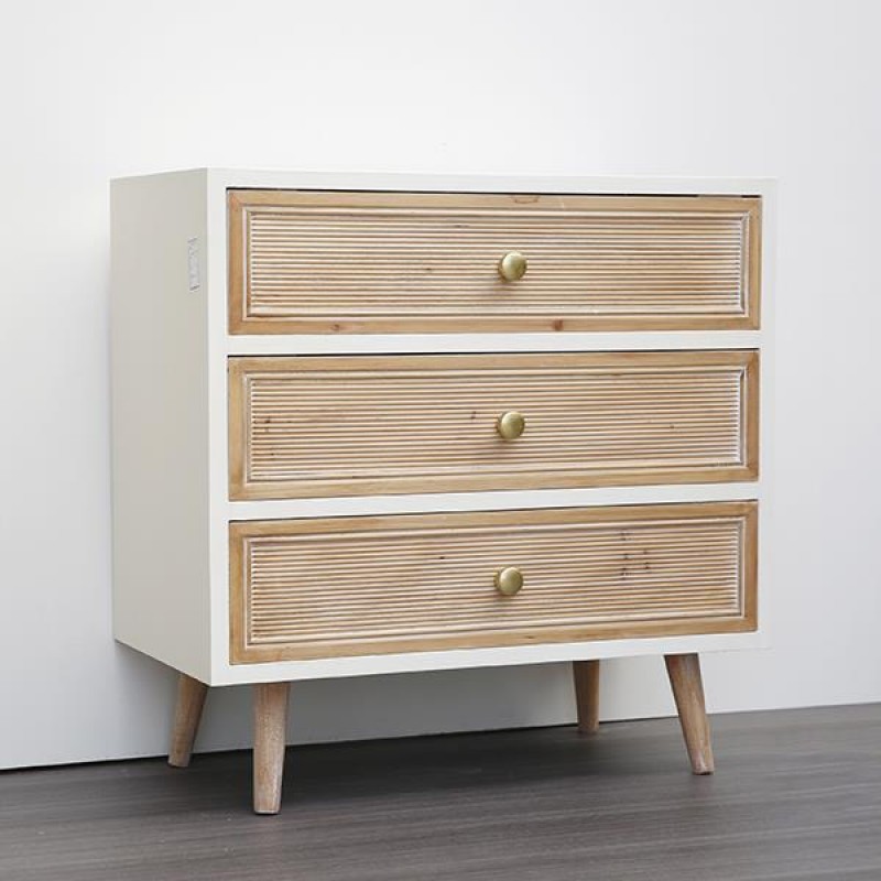 3 DRAWERS CABINET, WOODEN, BROWN & WHITE, 72x38.5x72cm 750-25027