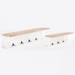 SHELVES, WOODEN, NATURAL COLOR WITH WHITE, SET 2PCS, 50x12x13cm 750-30012 SHELVES, WOODEN, NATURAL COLOR WITH WHITE, SET 2PCS, 50x12x13cm 750-30012
