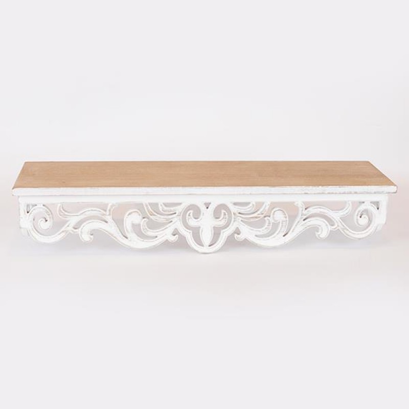 SHELF, WOODEN, NATURAL COLOR WITH WHITE, 59x15x11.5cm 750-30014