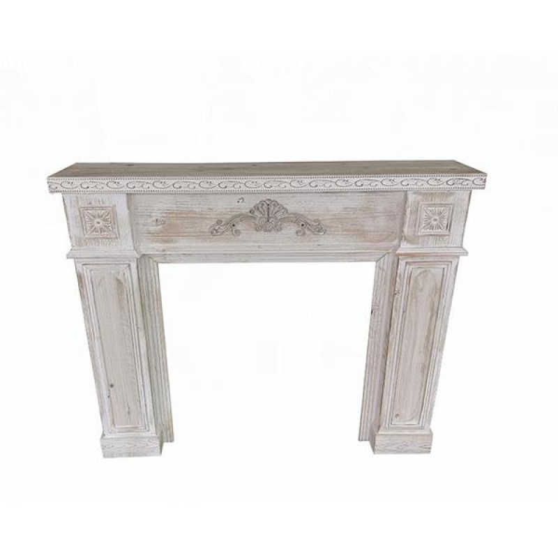 РАМКА ЗА КАМИНА АНТИКВЕН ЕСТЕСТВЕН СИВ ЦВЯТ С ДИЗАЙН 120X23X101 СМ