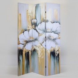 FOLDING SCREEN, WATER LILY, CANVAS PRINT,GREY-GOLD-BLACK, 120x2.5x180cm 750-34016 FOLDING SCREEN, WATER LILY, CANVAS PRINT,GREY-GOLD-BLACK, 120x2.5x180cm 750-34016