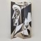 FOLDING SCREEN, FACE ABSTRACT ART, CANVAS PRINT, BEIGE-CREAMBLACK, 120x2.5x180cm 750-34021
