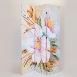 FOLDING SCREEN, BOUQUET OF FLOWERS, CANVAS PRINT,WHITE-PINK-PEACH, 120x2.5x180cm 750-34023 FOLDING SCREEN, BOUQUET OF FLOWERS, CANVAS PRINT,WHITE-PINK-PEACH, 120x2.5x180cm 750-34023
