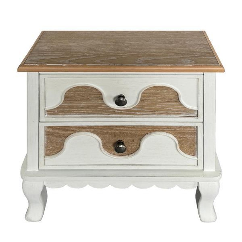 CABINET, WOODEN, WHITE & BROWN, 2 DRAWERS, 46Χ36Χ52CM 750-35521
