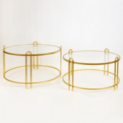 COFFEE TABLES, METAL, GOLD, GLASS TOP, SET 2PCS, 81x81x48cm,76x76x41cm 750-37012 COFFEE TABLES, METAL, GOLD, GLASS TOP, SET 2PCS, 81x81x48cm,76x76x41cm 750-37012