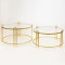 COFFEE TABLES, METAL, GOLD, GLASS TOP, SET 2PCS, 81x81x48cm,76x76x41cm 750-37012