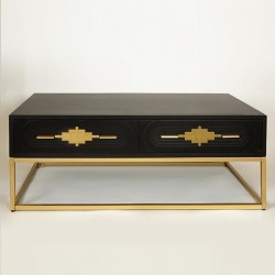 КАФЕ МАСА ДЪРВЕНА, ЧЕРНА С КРАКА ОТ ЗЛАТИСТ МЕТАЛ 120X60X45CM КАФЕ МАСА ДЪРВЕНА, ЧЕРНА С КРАКА ОТ ЗЛАТИСТ МЕТАЛ 120X60X45CM