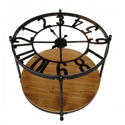 TABLE - CLOCK, WOOD- METAL, BLACK-WALNUT WOOD, 60x60x47cm 750-38513