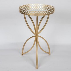 SIDE TABLE, METAL, GOLD, GLASS TOP, 41x41x64.5cm 750-39519 SIDE TABLE, METAL, GOLD, GLASS TOP, 41x41x64.5cm 750-39519