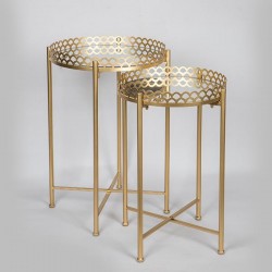 SET SIDE TABLES, METAL, GOLD, GLASS TOP, 44x44x62cm 750-39520 SET SIDE TABLES, METAL, GOLD, GLASS TOP, 44x44x62cm 750-39520