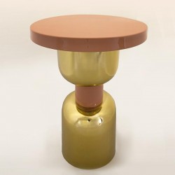 SIDE TABLE, METALIC, PEACH-GOLD, 40x40x55cm 750-39524 SIDE TABLE, METALIC, PEACH-GOLD, 40x40x55cm 750-39524