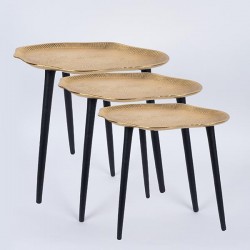 SIDE TABLE, SET 3PCS, METAL, GOLD-BLACK, L:42x67cm, L:51x36x42cm, M:46x30x36cm S:41x25x31cm 750-39557 SIDE TABLE, SET 3PCS, METAL, GOLD-BLACK, L:42x67cm, L:51x36x42cm, M:46x30x36cm S:41x25x31cm 750-39557