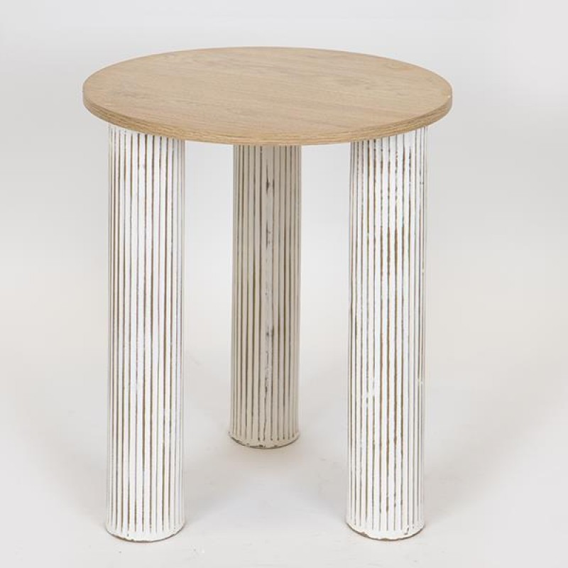 SIDE TABLE, WOODEN, NATURAL COLOR, WHITE LEGS, 40x40x50cm 750-40512