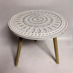 SIDE TABLE, WOODEN, WHITE-NATURAL, 47x47x47cm 750-40520 SIDE TABLE, WOODEN, WHITE-NATURAL, 47x47x47cm 750-40520