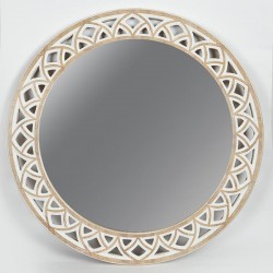 MIRROR,WOODEN , FRAME, WHITE-NATURAL, 80.5x3x80.5cm 751-11026 MIRROR,WOODEN , FRAME, WHITE-NATURAL, 80.5x3x80.5cm 751-11026