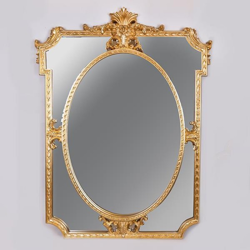 СТЕННО ОГЛЕДАЛО, ПОЛИРЕСИН, ЗЛАТИСТО, 100X132 СМ