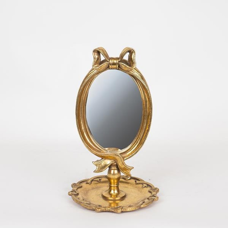STAND MIRROR, POLYRESIN, GOLD, 15.3x15.3x25cm 751-12032