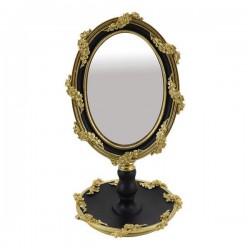 STAND MIRROR, POLYRESIN, BLACK & GOLD, 14.5x14.5x24.5cm 751-12054 STAND MIRROR, POLYRESIN, BLACK & GOLD, 14.5x14.5x24.5cm 751-12054