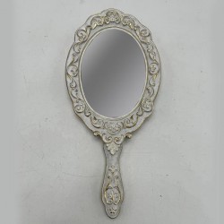 HAND MIRROR, POLYRESIN, WHITE-GOLD, 11.5x2x25cm 751-12061