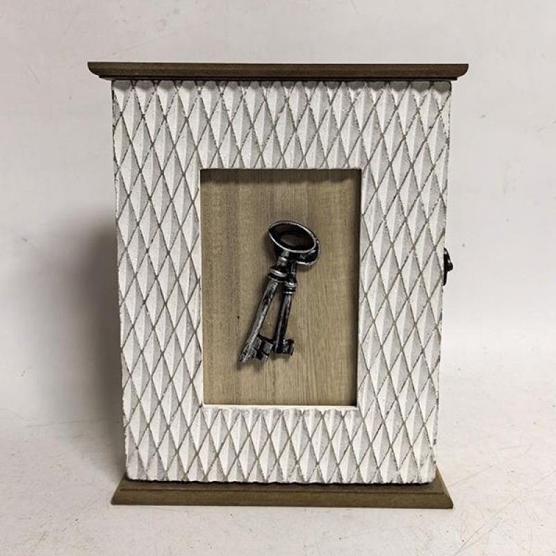 ДЪРВЕНА КУТИЯ ЗА КЛЮЧОВЕ, БЯЛО-КАФЯВА, 21X6X26 СМ ДЪРВЕНА КУТИЯ ЗА КЛЮЧОВЕ, БЯЛО-КАФЯВА, 21X6X26 СМ