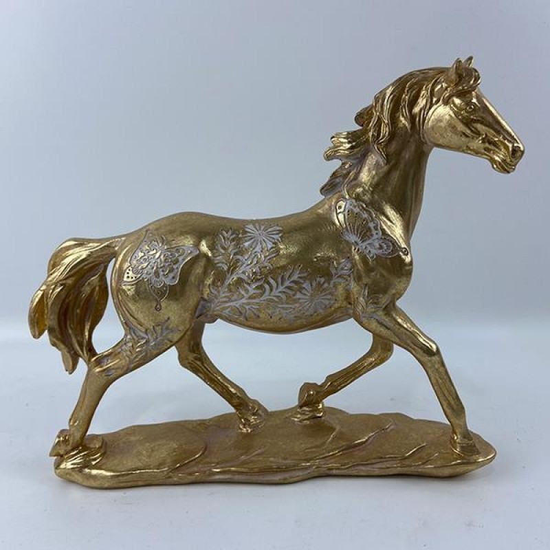 ДЕКОРАТИВНА ФИГУРА КОН, ЗЛАТИСТО-СИВ, 27.5X7X25 СМ ДЕКОРАТИВНА ФИГУРА КОН, ЗЛАТИСТО-СИВ, 27.5X7X25 СМ