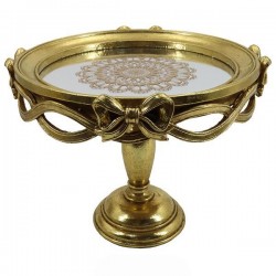 ПОДНОС С ОГЛЕДАЛО, ПОЛИРЕСИН, ЗЛАТИСТ, 25.5X25.5X19.7 СМ