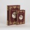 ДЕКОРАТИВНА КУТИЯ КНИГА, ДЪРВЕНА, КАФЯВА И ЧЕРВЕНА, КОМПЛЕКТ 2 БР.