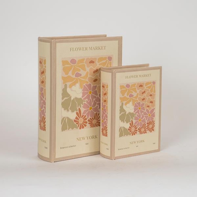 ДЕКОРАТИВНА КУТИЯ КНИГА, ДЪРВЕНА, БЕЖОВА, КОМПЛЕКТ 2 БР.