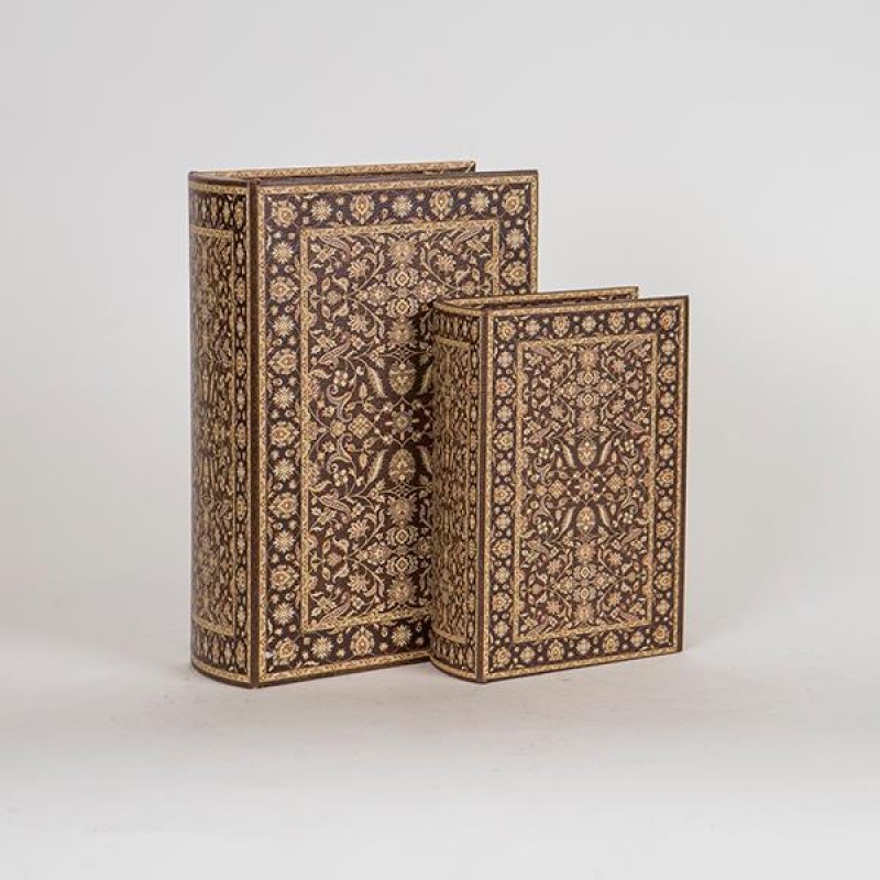ДЕКОРАТИВНА КУТИЯ КНИГА, ДЪРВЕНА, КАФЯВА, КОМПЛЕКТ 2 БР.