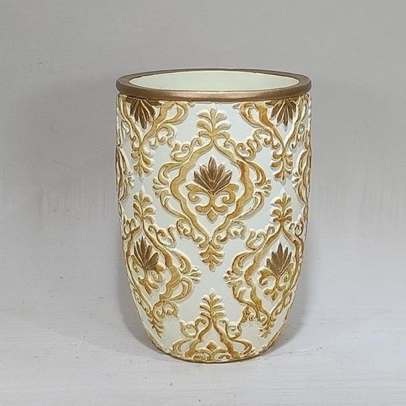 ВАЗА ЦИМЕНТ КРЕМ-ЗЛАТО 13.5X13.5X17CM ВАЗА ЦИМЕНТ КРЕМ-ЗЛАТО 13.5X13.5X17CM