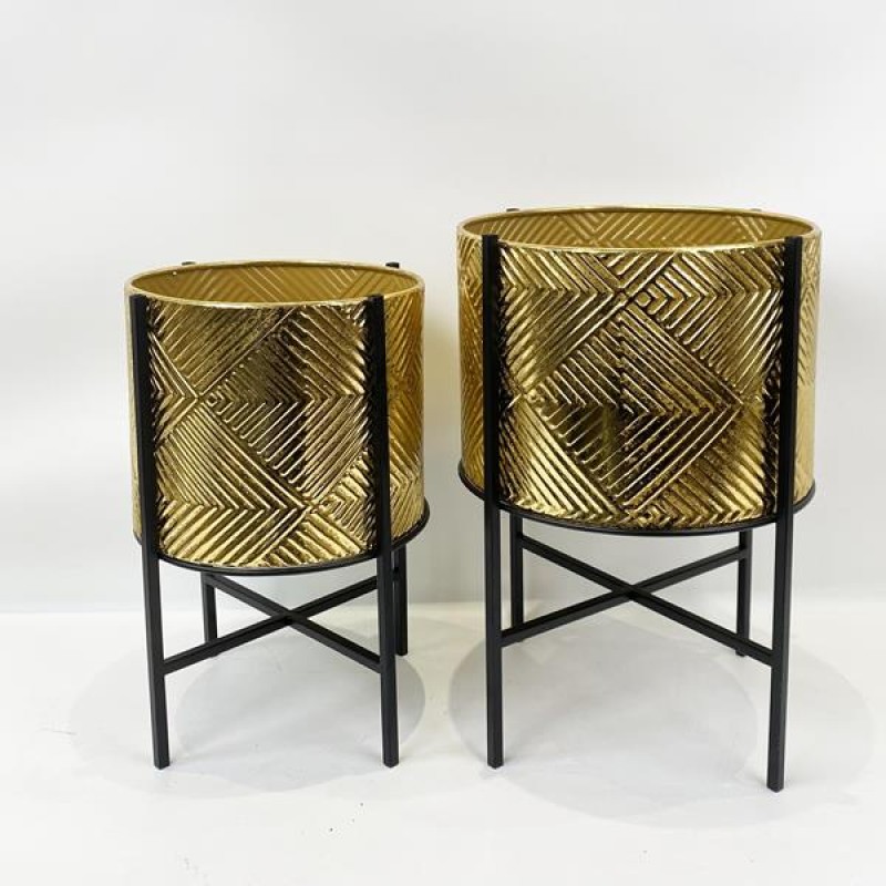КОМПЛЕКТ ДЕКОРАТИВНИ САКСИИ BLACK & GOLD
