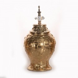 КЕРАМИЧНА ВАЗА С КАПАК, ЗЛАТИСТА, 17X17X36 СМ КЕРАМИЧНА ВАЗА С КАПАК, ЗЛАТИСТА, 17X17X36 СМ