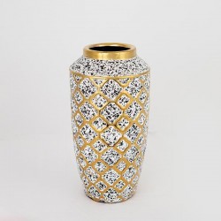 КЕРАМИЧНА ВАЗА БЯЛО И ЧЕРНО 13X13X25 СМ
