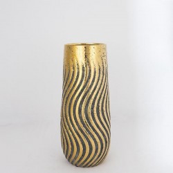 КЕРАМИЧНА ВАЗА КАФЯВО И ЗЛАТНО 14.5X4.5X35CM