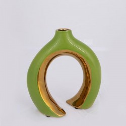 КЕРАМИЧНА ВАЗА ЗЕЛЕНО-ЗЛАТНА 16.5X7.2X18.5CM