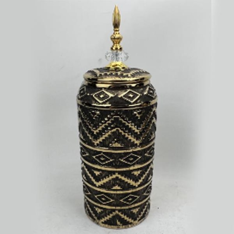 ВАЗА КЕРАМИЧНА ЧЕРНО-ЗЛАТНА 15X15X32.2+10CM ВАЗА КЕРАМИЧНА ЧЕРНО-ЗЛАТНА 15X15X32.2+10CM