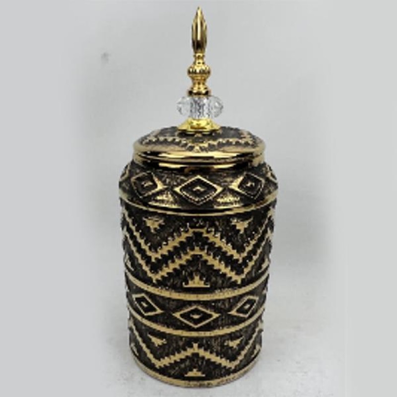 КЕРАМИЧНА ВАЗА ЧЕРНО-ЗЛАТНА 15X15X25.5+10CM КЕРАМИЧНА ВАЗА ЧЕРНО-ЗЛАТНА 15X15X25.5+10CM