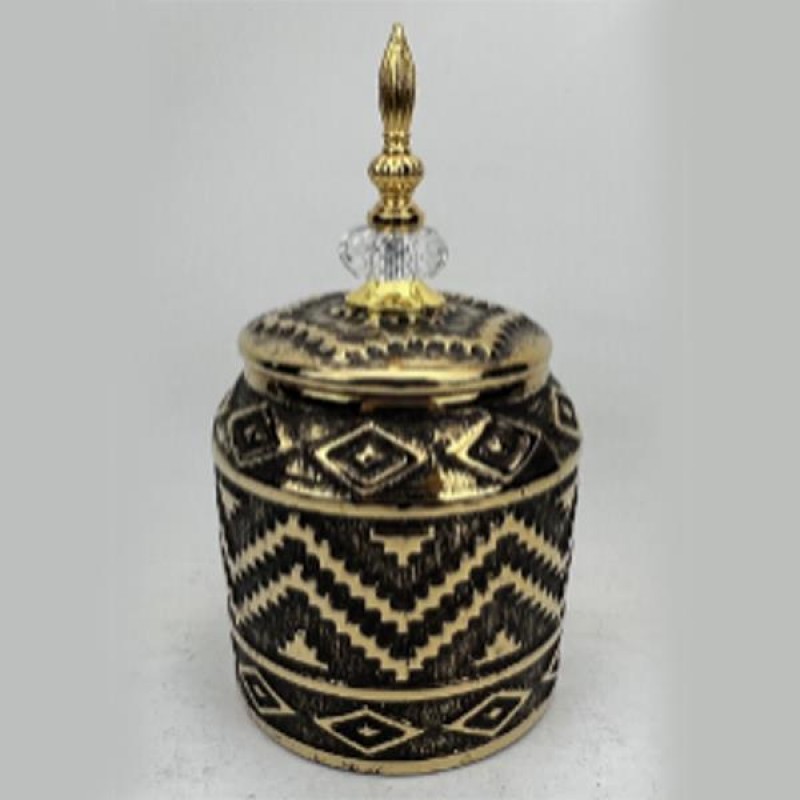 КЕРАМИЧНА ВАЗА ЧЕРНО-ЗЛАТНА 15X15X18.3+10CM
