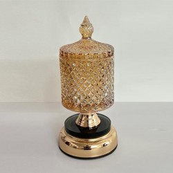 SWEET JAR СТЪКЛЕН АБАЖУР С МЕТАЛ, ЗЛАТИСТ, 10,5X26CM SWEET JAR СТЪКЛЕН АБАЖУР С МЕТАЛ, ЗЛАТИСТ, 10,5X26CM