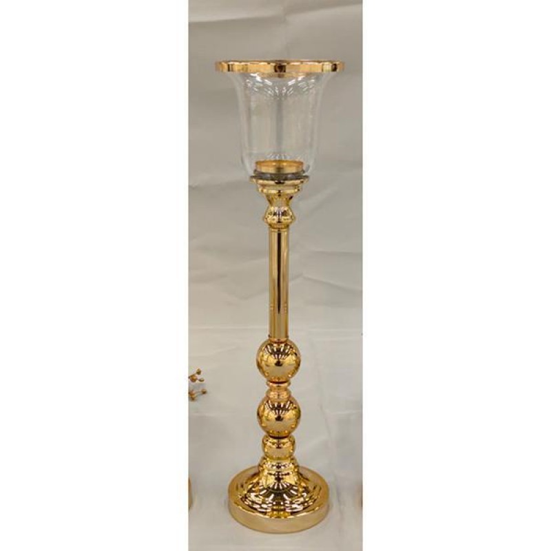 МЕТАЛЕН ПОДСТАВКА ЗА СВЕЩ, ЗЛАТИСТ, 15X59 СМ