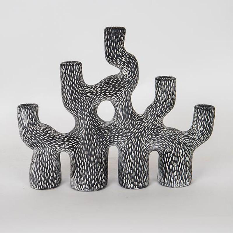 СВЕЩНИК СИВ С КЛОНКИ 5 ПОЗИЦИИ 34.5X9.5X28CM СВЕЩНИК СИВ С КЛОНКИ 5 ПОЗИЦИИ 34.5X9.5X28CM