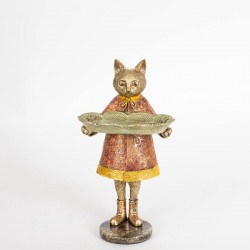 ДЕКОРАТИВНА ФИГУРА КОТКА В ЧЕРВЕНА РОКЛЯ