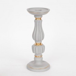 ПОЛИРЕСИНОВА СВЕЩНИК СИВА-ЗЛАТНА 10X10X25 СМ