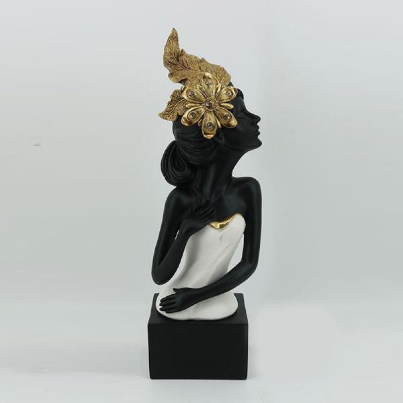 СКУЛПТУРА ДЕКОРАЦИЯ ЖЕНА С ЦВЕТЕ ЧЕРНО-БЯЛО-ЗЛАТНО 11.5X8.5X35CM СКУЛПТУРА ДЕКОРАЦИЯ ЖЕНА С ЦВЕТЕ ЧЕРНО-БЯЛО-ЗЛАТНО 11.5X8.5X35CM