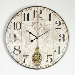 WALL CLOCK, WITH  PENDULUM, METAL-MDF, OFF WHITE-BLACK, 58.2x4.3x58.2 753-10059